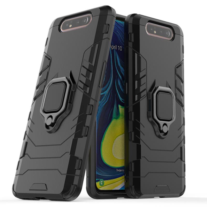 Beschermhoes Voor Samsung A80 Hoesje Ringhouder Bumper Telefoon Achterkant Voor Samsung Galaxy A80 GalaxyA80 A 80 A805 SM-A805F A805F For Galaxy A80 zwart