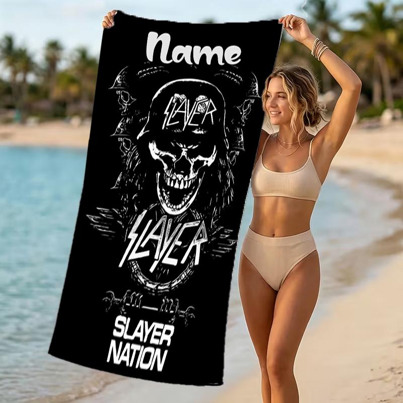 Customizable personalized beach towels Slayer band themed designs.Suitable for the beach, yoga, sports;ideal as beach accessories