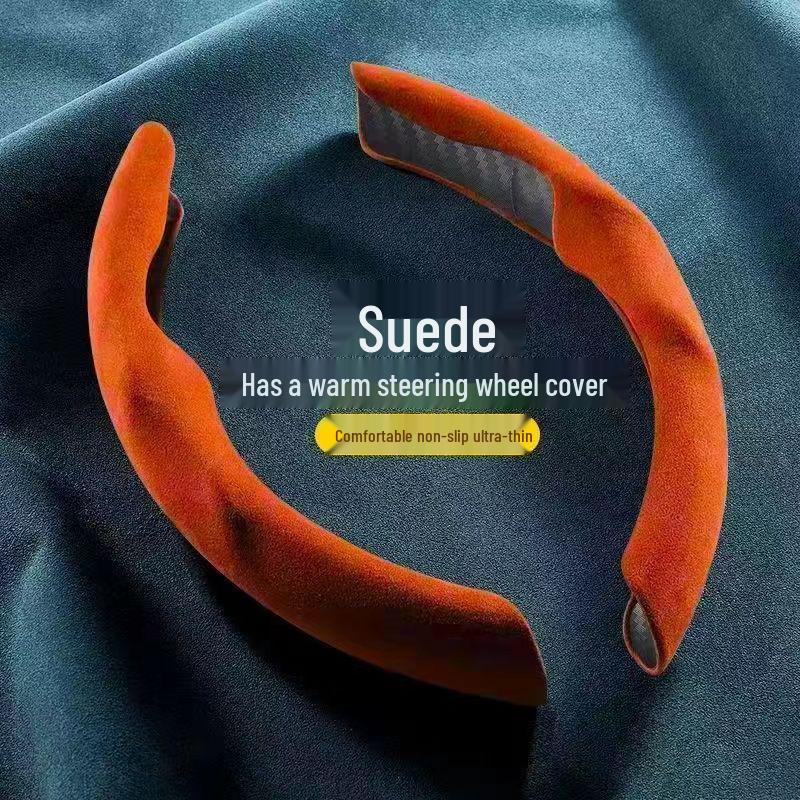 Plush Suede Flocking Steering Wheel Cover - Anti-Slip, Sweat-Absorbing Interior Decoration