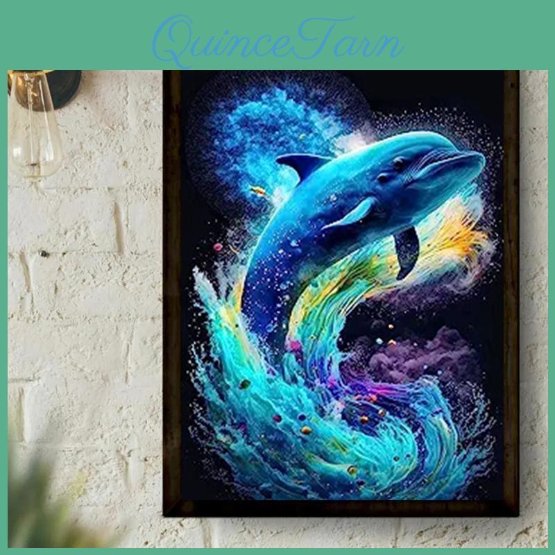 Painting 5d Blue Diy Diamond Dolphin Cross Stitch Kit Mosaic Diamond Embroidery Rose Full Round Square Drill Home Decoration