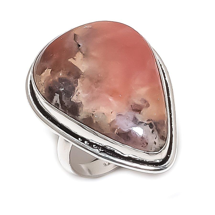 Natural Rhodochrosite Gemstone 925 Sterling Silver Jewelry Ring Size 7.5 J6m94