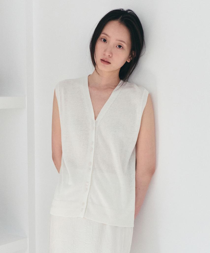 TOWAV Ella Scarf Knit Vest_Ivory