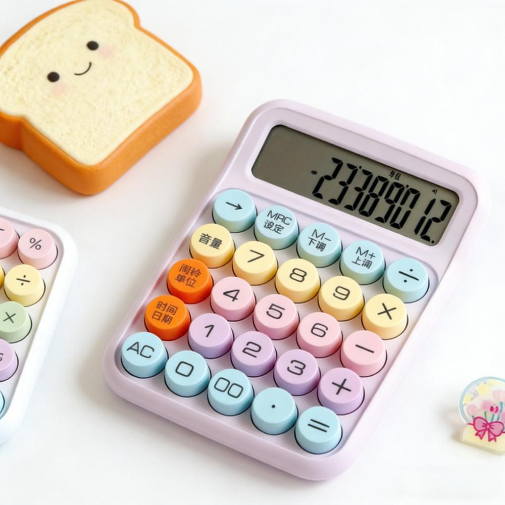 12-digit Mechanical Keyboard Calculator Cute Candy Color Multi-functional Desktop Stationery for Office College Students Kids