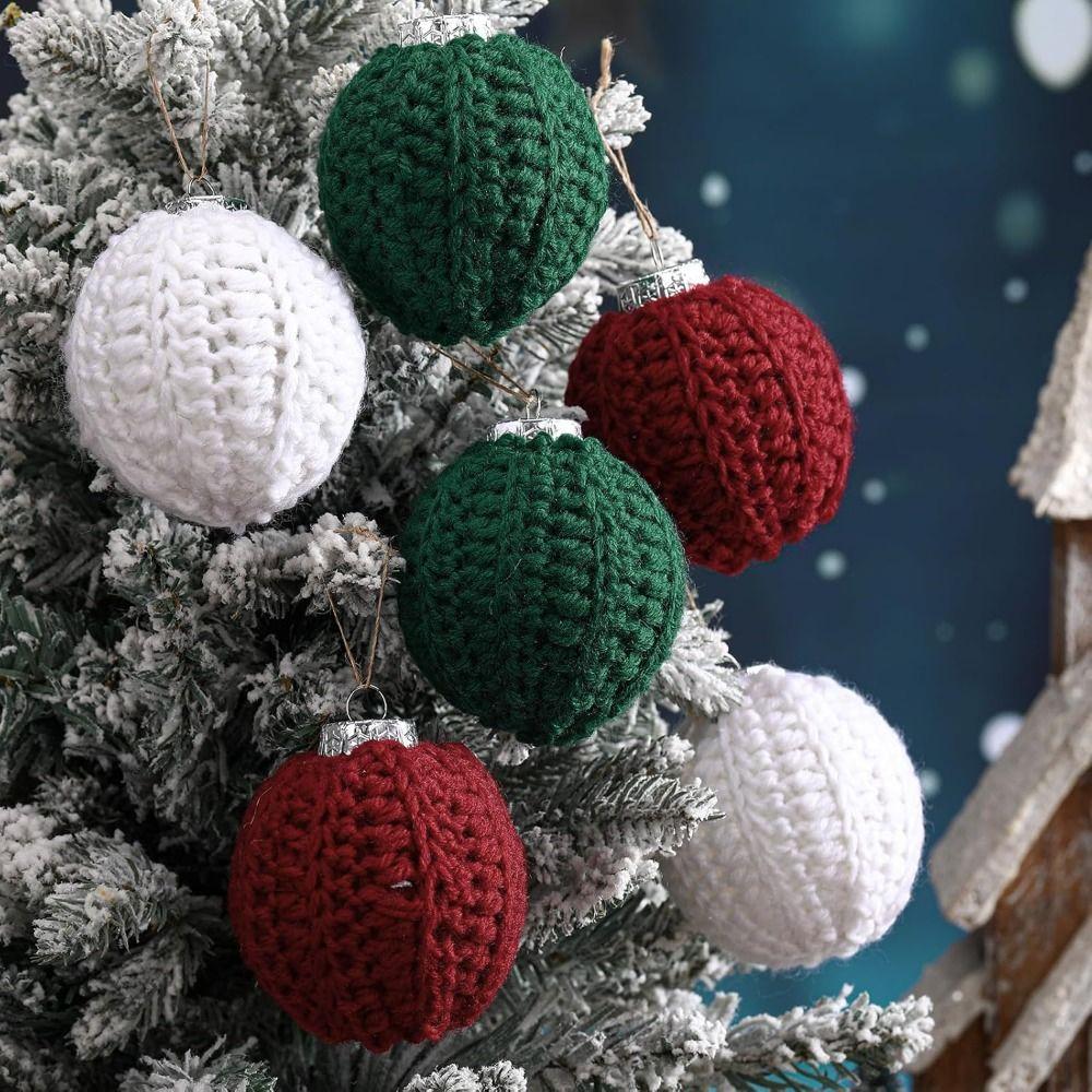 New Crochet Christmas Ball 6cm Gift Ball Xmas Tree Hanging Pendant Xmas Baubles Handmade Wool Knitted Ball Christmas Decorations