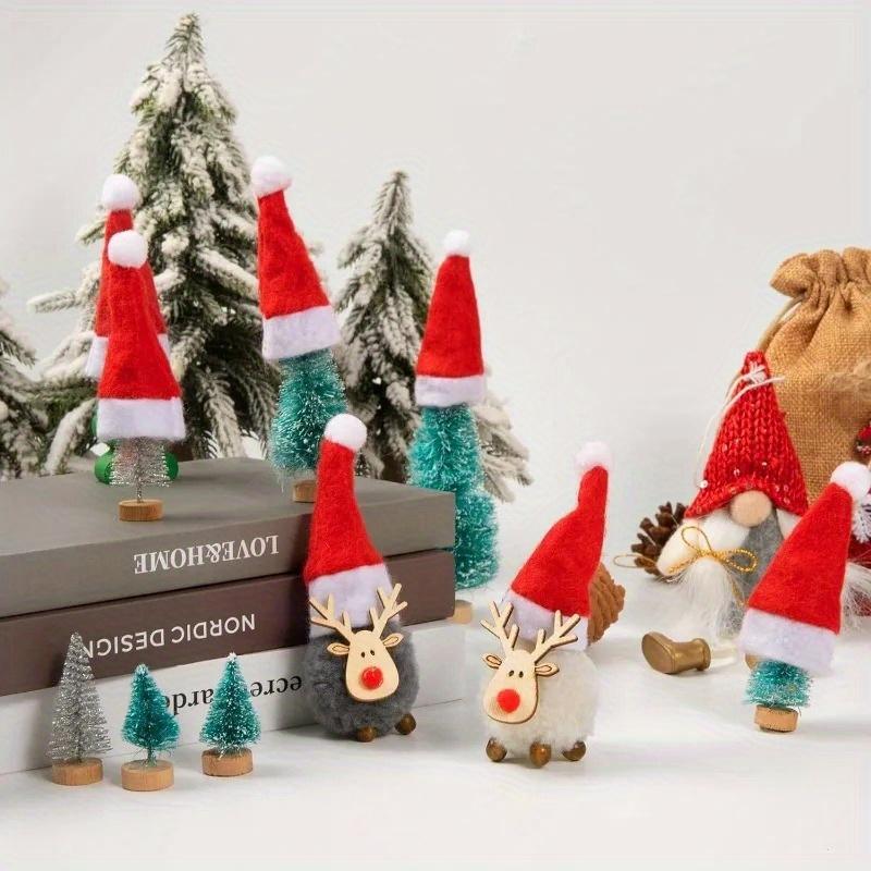 20Pcs/Lot Mini Santa Hat Christmas Wine Bottle Covers Xmas Bottles Holder Table Dinner Decorations