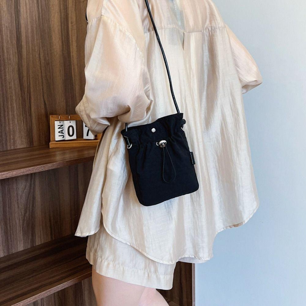 Purse Drawstring Canvas Bag Crossbody Bag Mobile Phone Bag Cute Nylon Shoulder Bag  Office Worker
