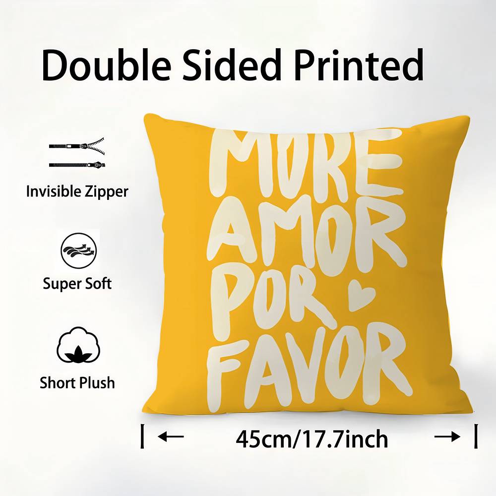Maximalist More Amor Por Favor Quotes Pillow Case Sofa Decorative Home Double-sided Printing Short Plush Cushion Pillow Cover