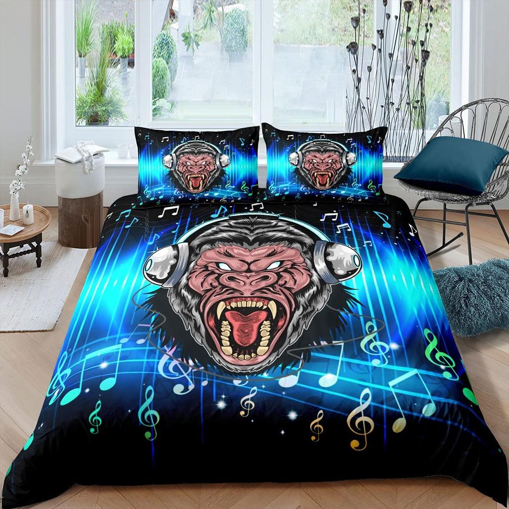 Comforter Orangutan Cute Monkey Bedding Set Palm Leaves Tropical Botanical Primitive Animal Comforter/