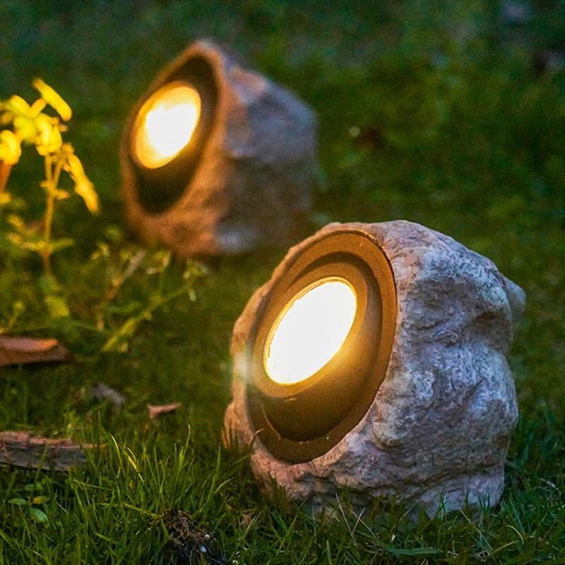 Rock Solar Spot Lights Solar-Powered Stone Garden Lamp for Outdoor Pathway Yard Christmas Lawn Decor Waterproof Landscape Light