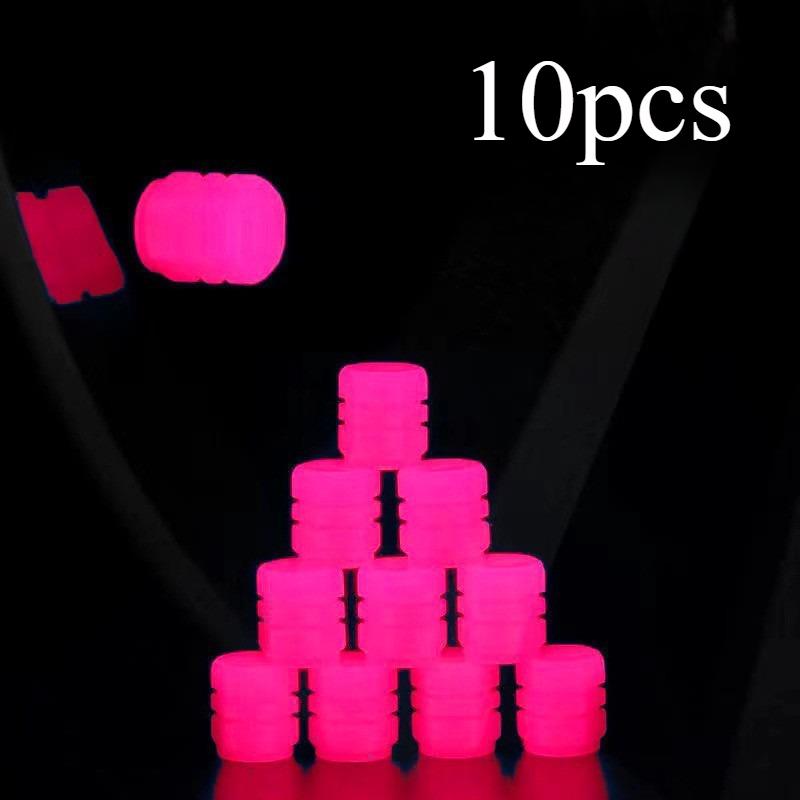 10pcs Luminous Valve Stem Cap Universal Car Decor Pink-10pcs