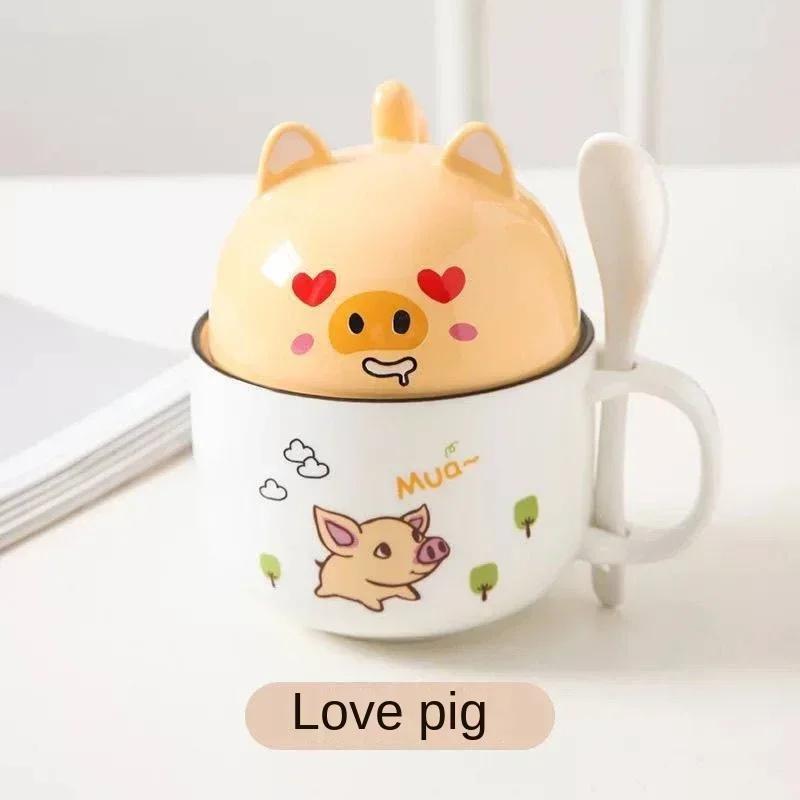 350ml Kawaii Kubek Shiba Inu Uroczy Kreskówkowy Ceramiczny Kubek z Pokrywką i Łyżeczką Kubki na Kawę Mleko Herbatę Śniadaniowe Filiżanki Naczynia do Picia Prezenty