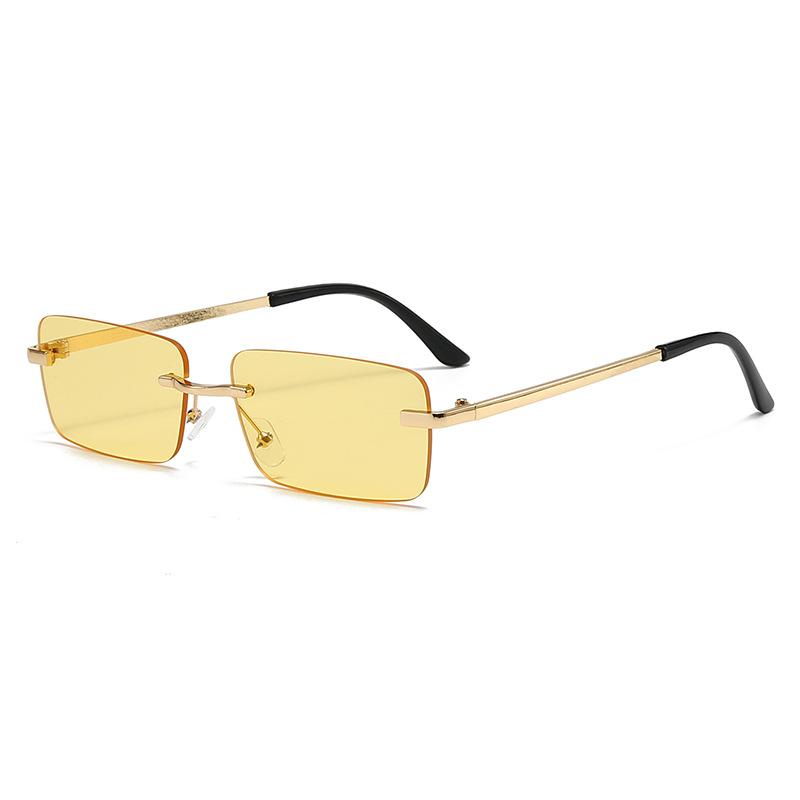Fashionable Square Rimless Sunglasses Minimalist Trendy Street Style Shades Outdoor Sports and Travel UV-Protective Eyewear