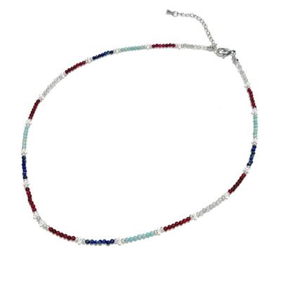 S SY Red Bean Mint India Stone Glass Beads Necklace