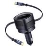 Автомобільний зарядний пристрій Baseus 90W USB Type-C з двома висувними кабелями PD QC SCP AFC PPS Швидка зарядка для планшета iPhone Samsung Huawei Xiaomi