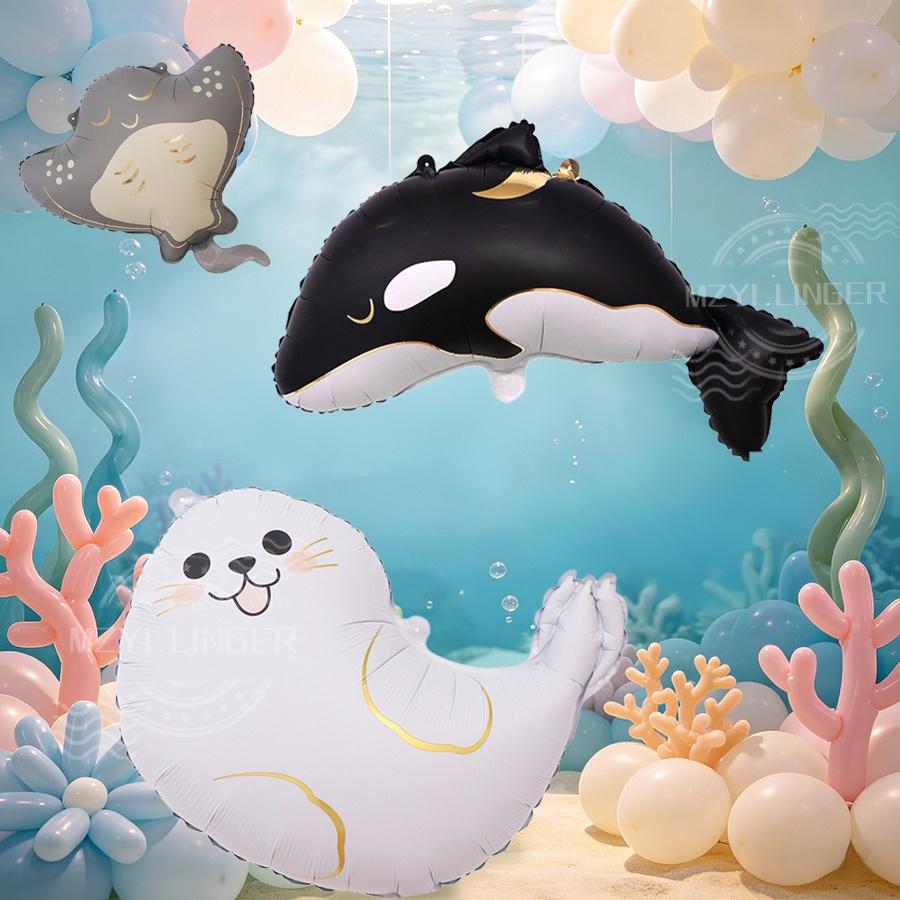 Cartoon Seahorse Shark Balloon Jellyfish Starfish Foil Balloon Ocean Theme Birthday Party Decoration Baby Shower Supplies