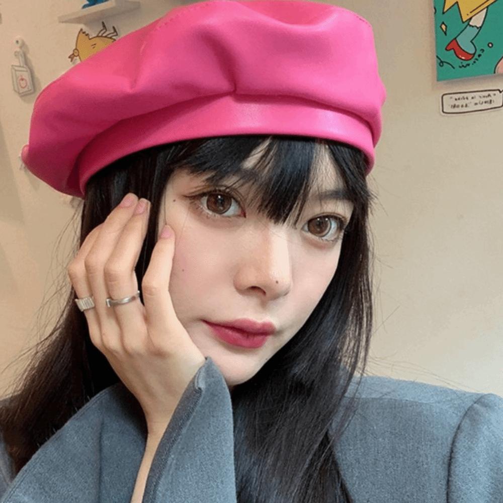 Y2K Painter Hat Solid Color Flat Top Retro Artist Hat  Travel