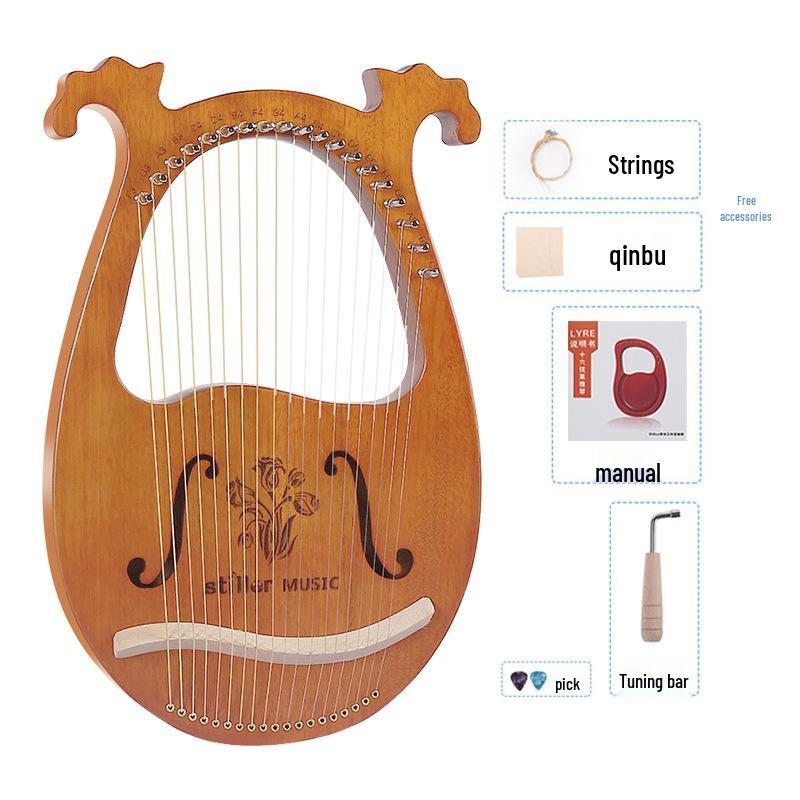 

Antler Style 16-String Lyre Harp: Portable 16-Tone Musical Instrument