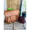 (Free Cross Body Small Brown Bag Size - 9 X 7 X 3 In ) Handmade Men's Leather Vintage Laptop Messenger Briefcase Bag Satchel