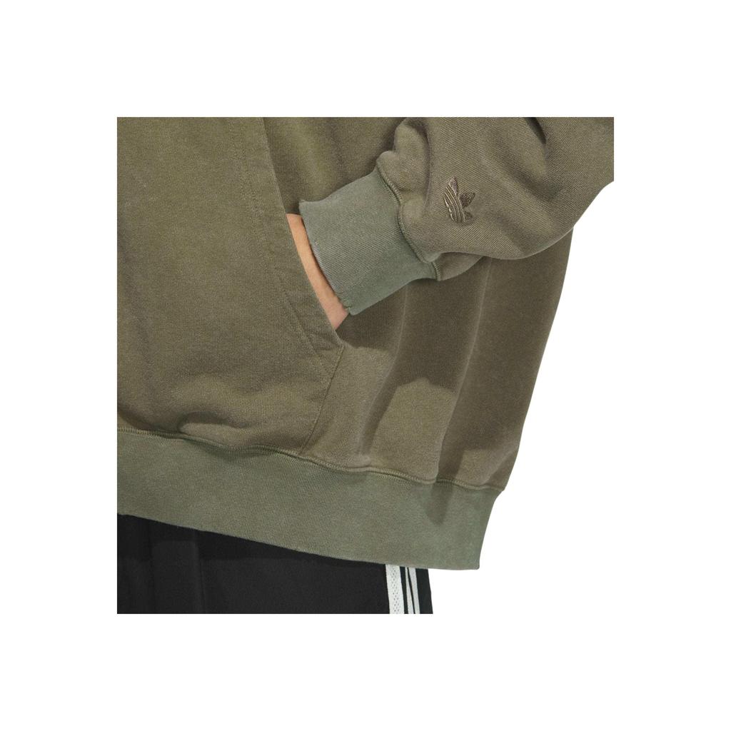 adidas Veste à capuche lavée Originals Rétro Sports Ample Manches longues Vestes Homme Vert olive chiné JM7286