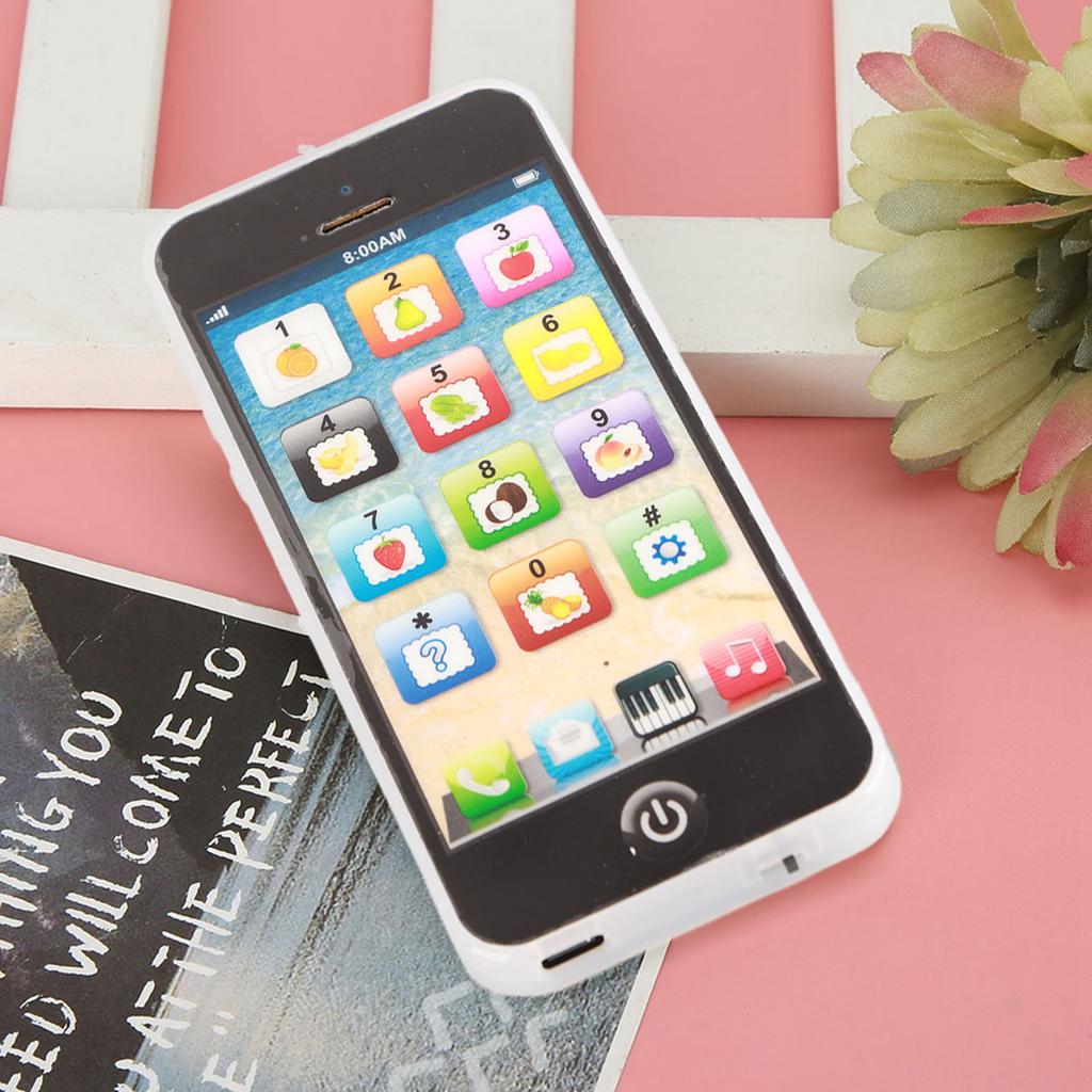 Simulation Spielzeug Telefon Kinder Cartoon Pädagogisches Spielzeug mit Musik Licht Kid Geburtstag GeschenkSchwarz