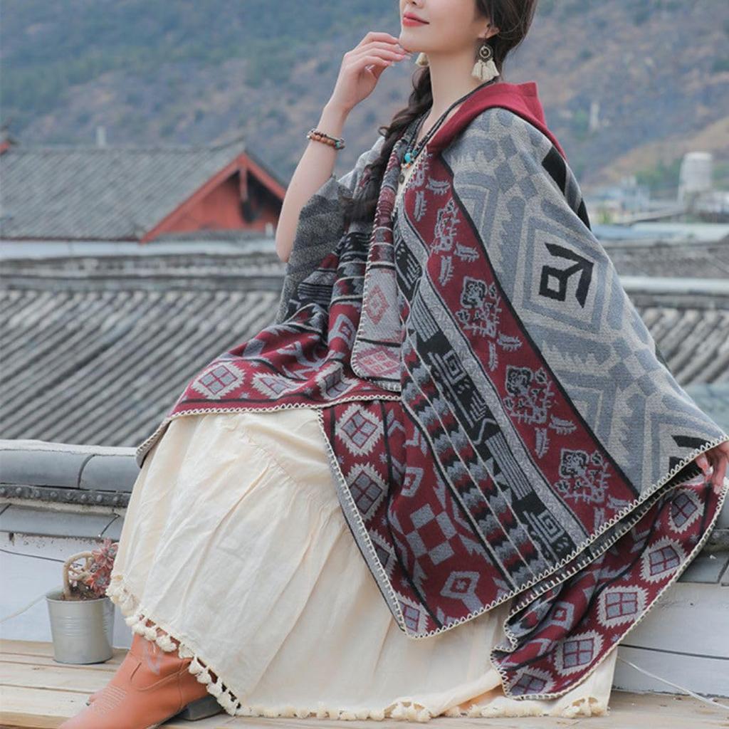 Cape, Outdoor Blanket, Bonfire Poncho, Hooded Coat, Stole, Throw (Beige) [Parallel Import]