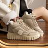 [Ushilai] thick-soled velvet board shoes women's winter 2025 new lace-up fashionable versatile high-top casual shoes
