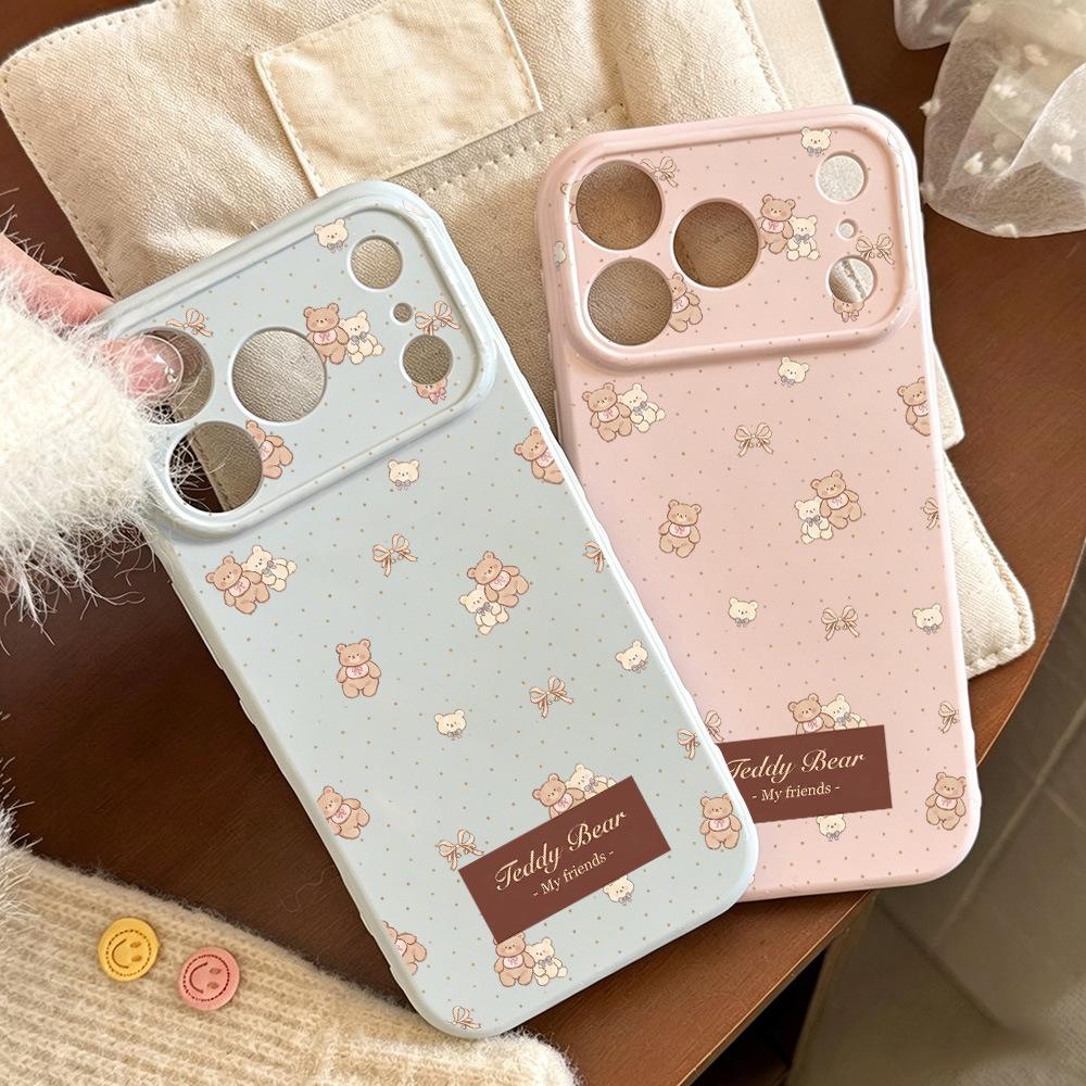 Applicable To Apple 17PROMAX Soft Cute Bear Mobile Phone Case Apple 16/15 Cute 14/13 Soft Case 12 Generation