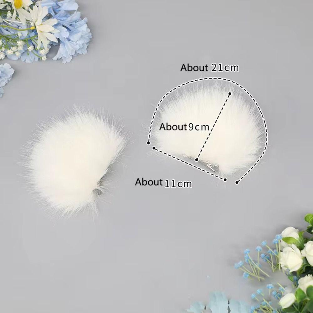 Plush Bear Ear Hair Clip Soft Cosplay Headwear Fashion Angel Headdress  Party Wear