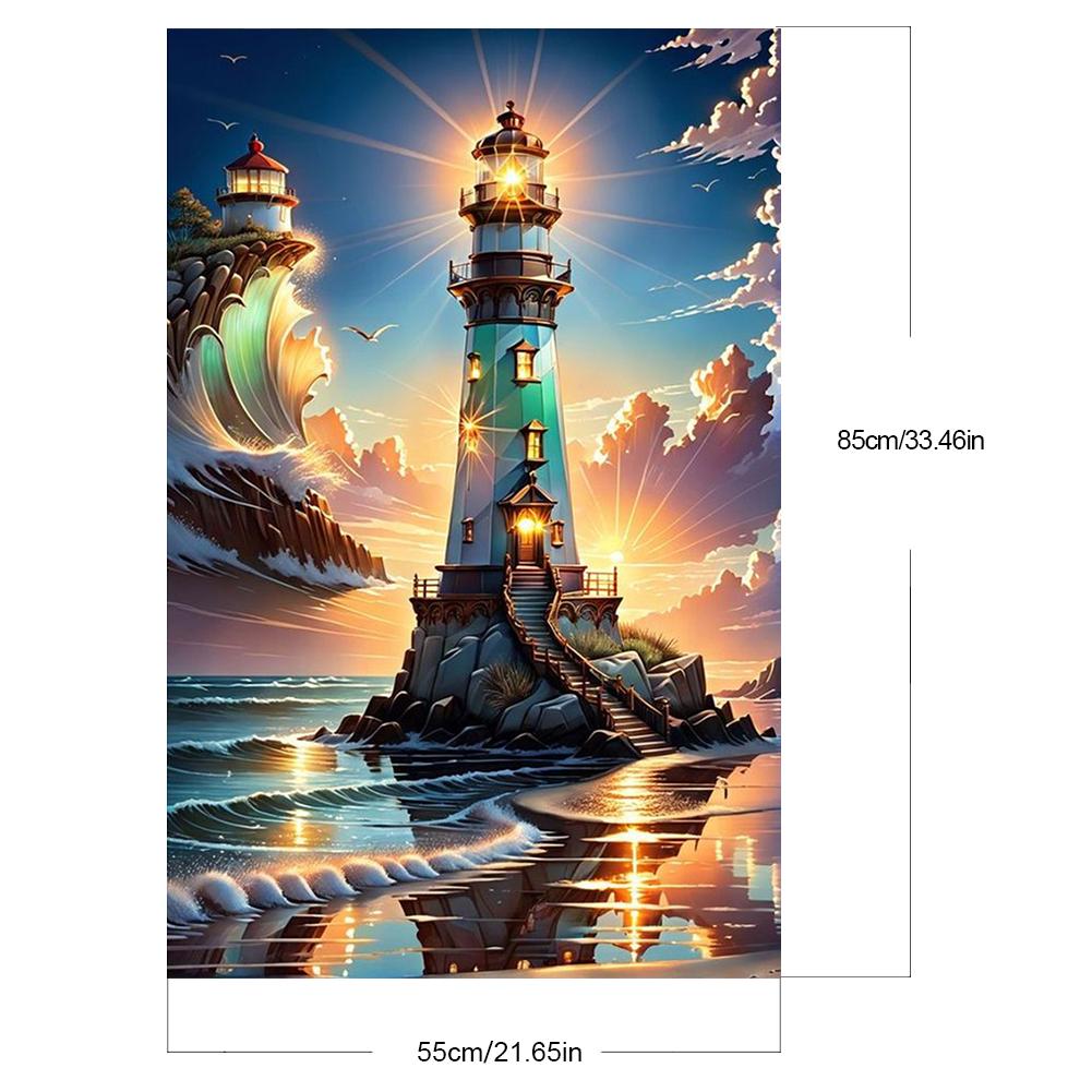 Sada malování podle čísel na plátně DIY olej Art Lighthouse Picture Home Decor55x85cm