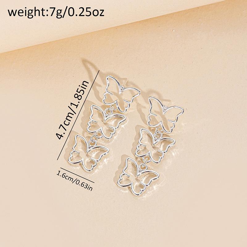 New Accessories Alloy Butterfly Earrings Fashion Versatile Stud Earrings Exquisite Women's Fringed Earrings