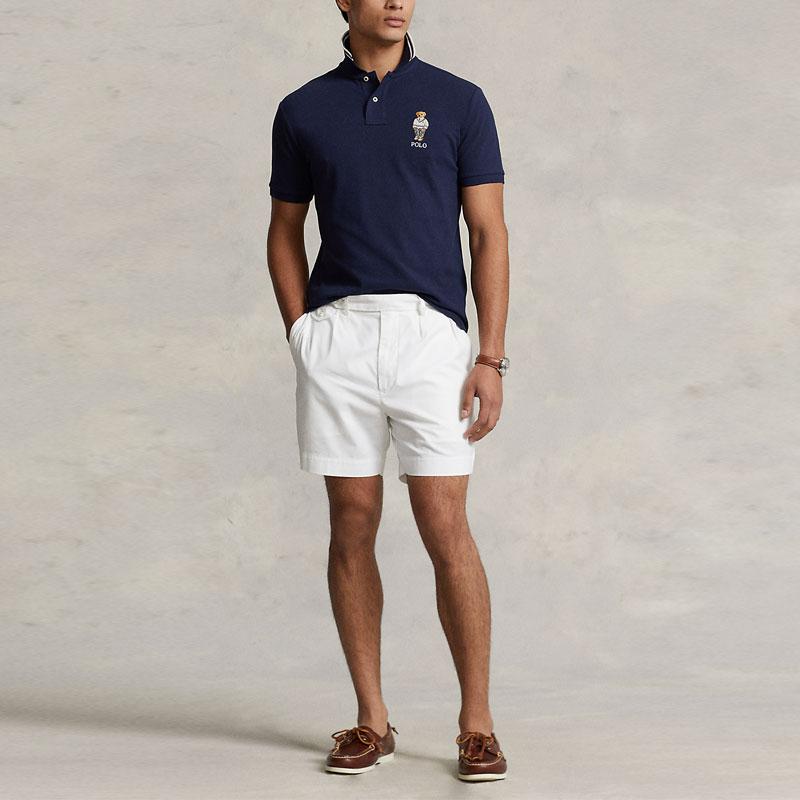 Polo Ralph Lauren Solid Color Teddy Bear Logo Embroidered Short Sleeve Polo Shirt Men tops Blue MNPOKNI1N822272-410