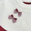 Girl's Red Rabbit Bow Ruffle Knit Sweater - Round Neck, Autumn/Winter Collection
