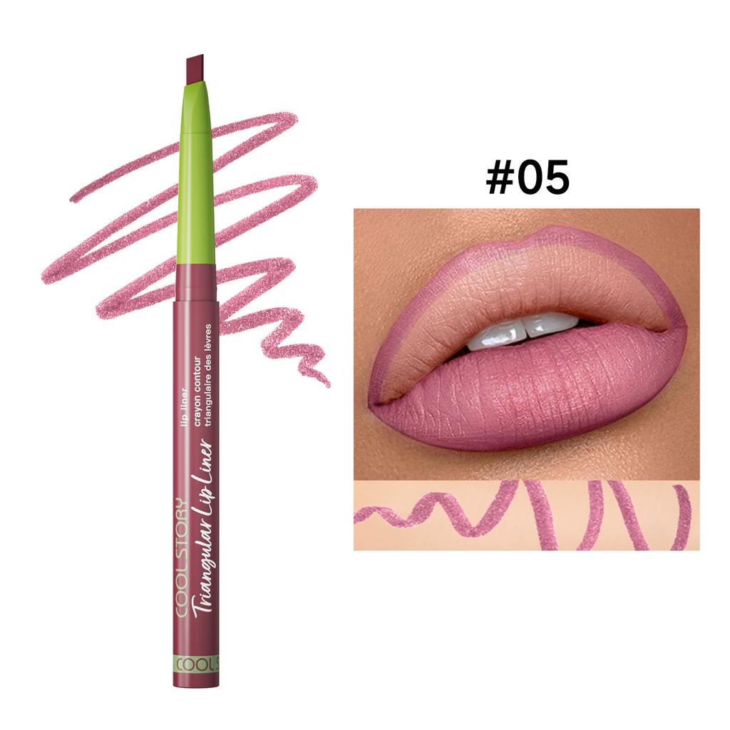 Triangular Oblique Lip Liner Matt Monochrome Semi-long-lasting Outline Velvet Not Easy To Take Off Makeup Lipstick Pen Lip Makeup