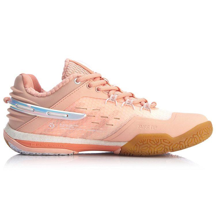 Li Ning Quick Start Saga 2020 Cushioning Slip Resistant Abrasion Resistant Low top Badminton Shoes Women's Orange Pink AYAQ008-2