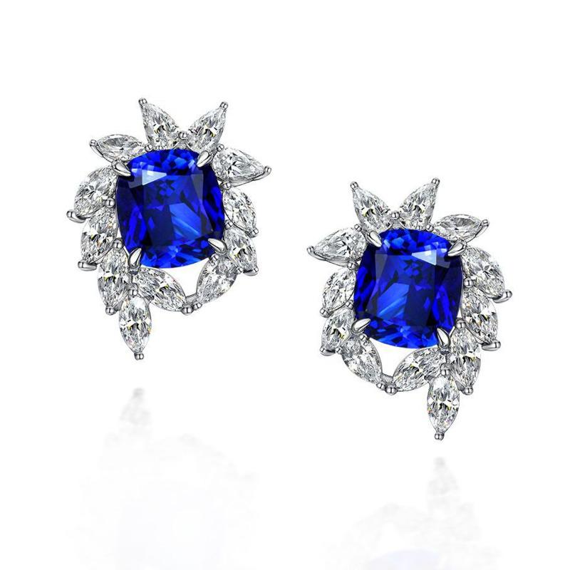Gica Gema 925 Sterling Silver Blood Red Female Fat Square 10*11 Minority Design Flower Earrings For Women Fine High Grade Jewelry Gift