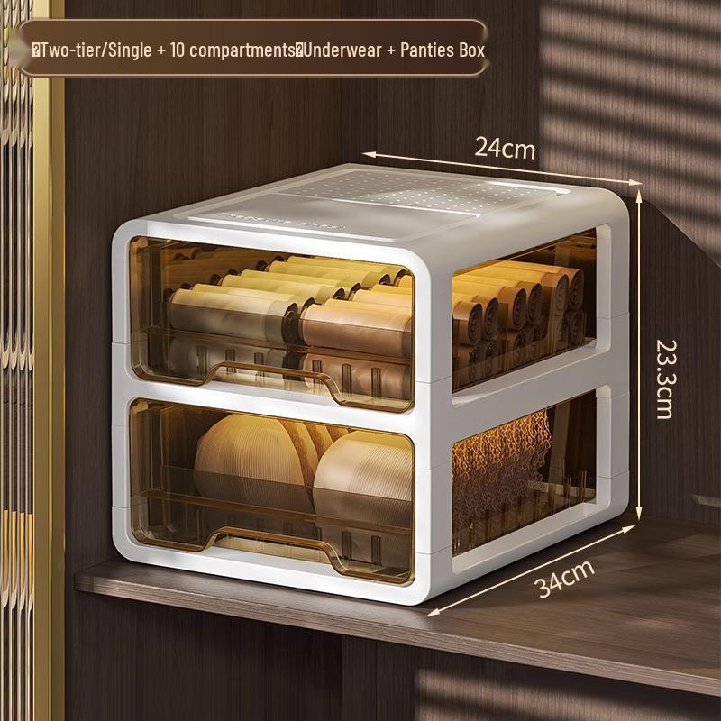 Three-in-One Drawer-Style Underwear, Sock & Panty Organizer Box
