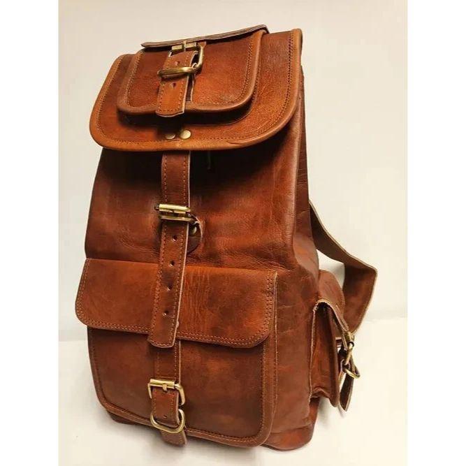 Vintage Genuine Leather Bag Rucksack Backpack Travel Men's New  Laptop Real