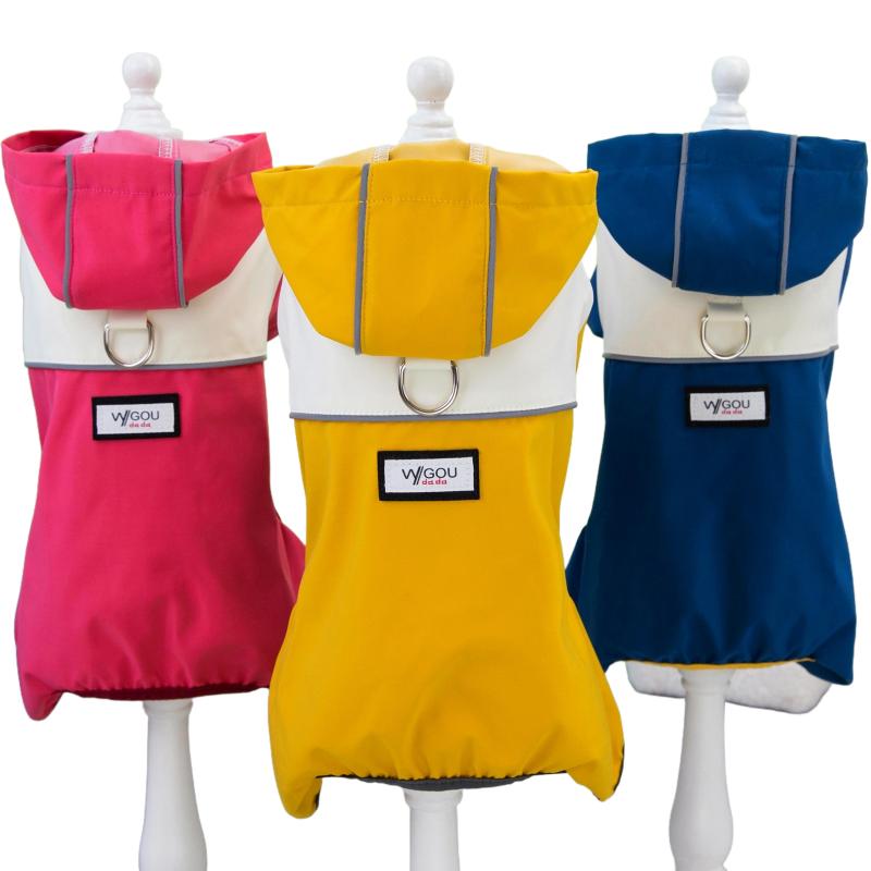 Hooded Dog Raincoats Jackets Pet Raincoat Dogs Clothes Overalls Jumpsuit Outdoor Waterproof Rain Coat For Dogs Puppy Clothing