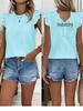 2026 Spring/Summer Round Neck Ruffle Sleeve Back Tie Solid Color Women's Top