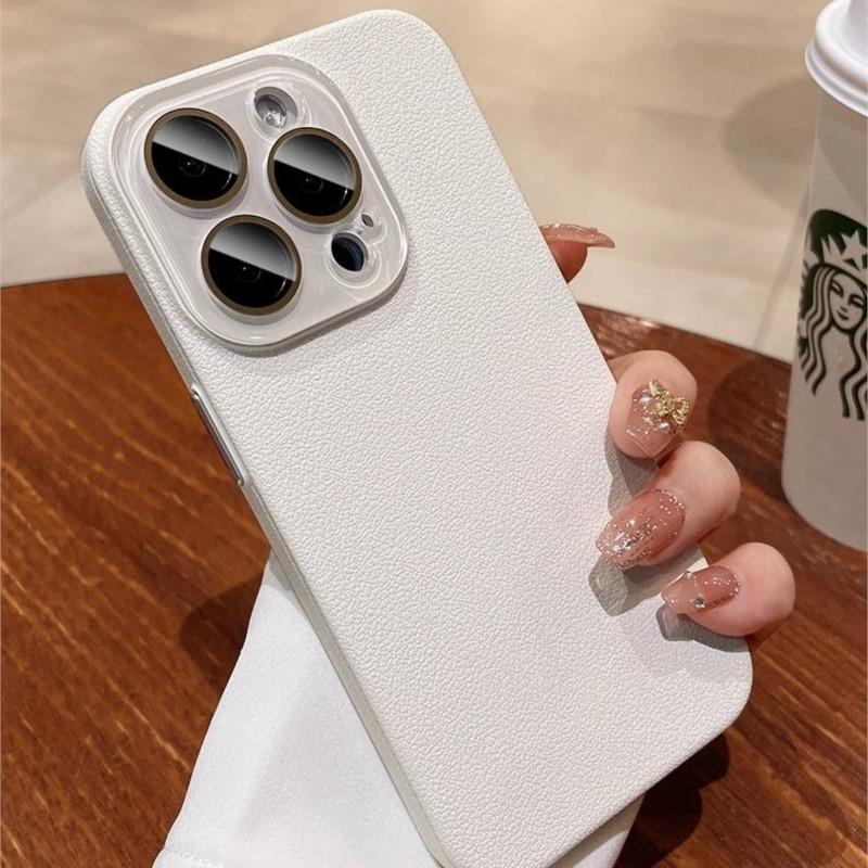 Luxury Leather Texture Silicone Case for Apple iPhone 16 15 14 Plus 13 12 Pro Max Glass Camera Lens Protection Shockproof Cover