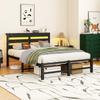 120x200 Bed Frame with LED Lighting and USB Charging Station, Metal Bed Frame Without Mattress, with Storage Space Under the Bed