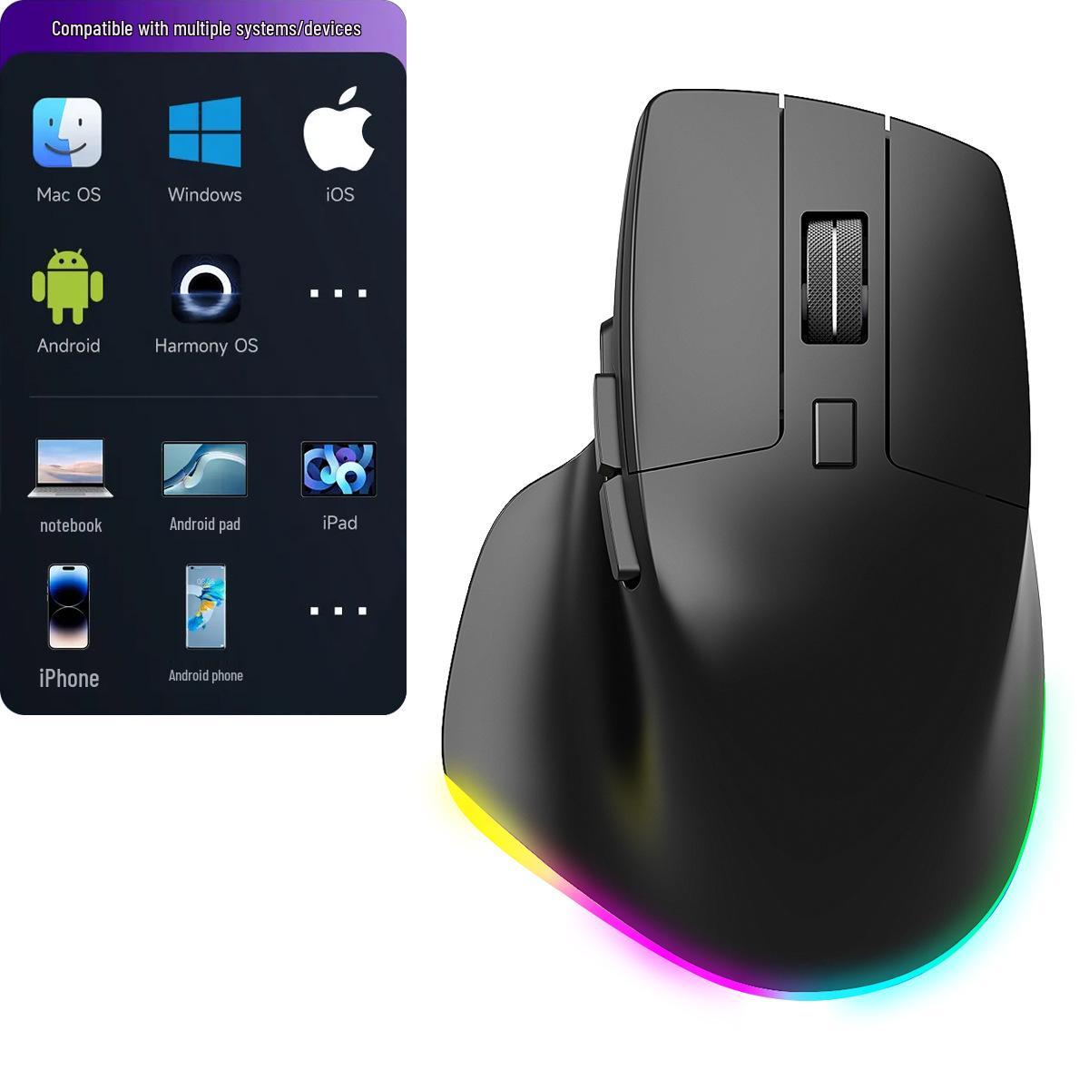 

Беспроводная Bluetooth-мышь G30 с двумя режимами: Беспроводная зарядка, Бесшумная работа, RGB-подсветка, Эргономичный дизайн, Настраиваемые функции