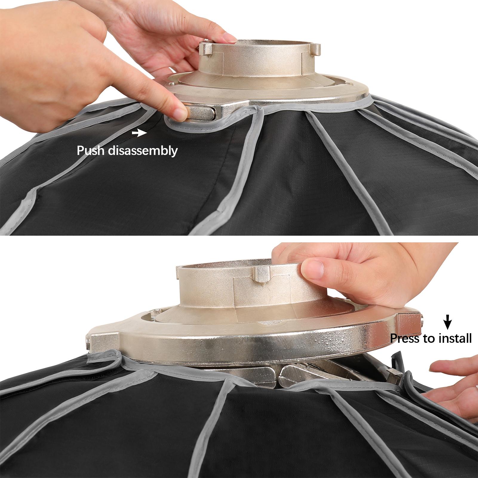 60cmCelsius 23.6in Quick Release Parabolic Softbox Foldable Softbox with Bowen Mount Grid for Photography Studio Photography Portrait Live S
