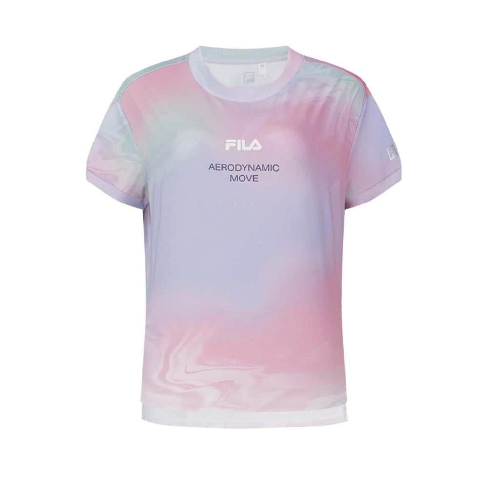 FILA Fitness Fashion Casual Comfortable Personality Gradient Knit Drop Shoulder Short Sleeve T-Shirt Women T-Shirts A51W521103FZA XXL