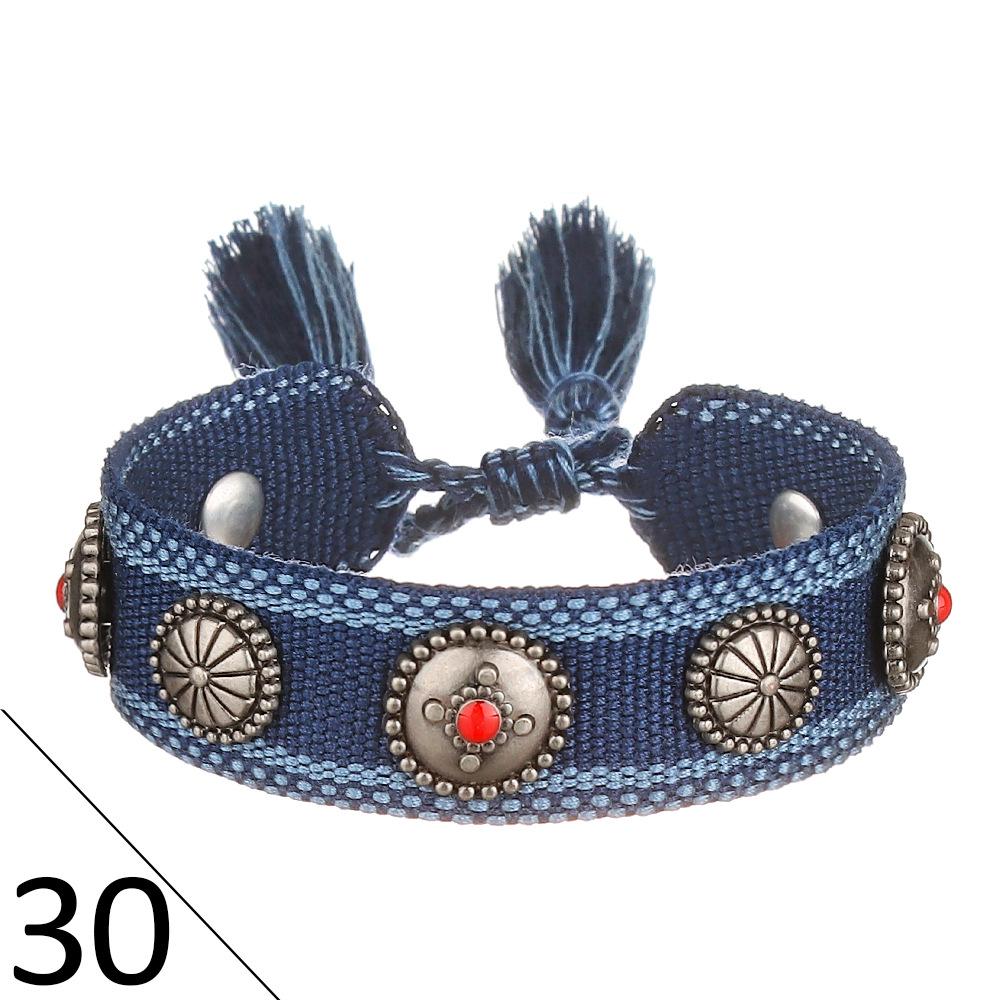 Европейский круглый металлический плетеный браслет с кисточкой - Регулируемый ручной работы модный аксессуар для женщин default