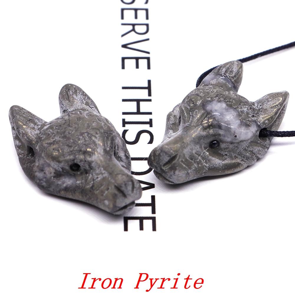 Testa di Lupo in Pietra Naturale da 1,5" Cristallo Curativo Reiki Animale Scolpito a Mano Statuetta Decorazione in Pietra Preziosa Fai da Te Accessori per Gioielli Regali