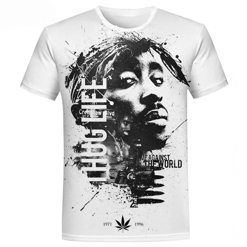 West Coast Gangsta GIRL's T-shirt Rapper Tupac Tops Hip Hop Thuglife Graphic T Shirts Oversized Short Sleeves Tee Men T Shirt