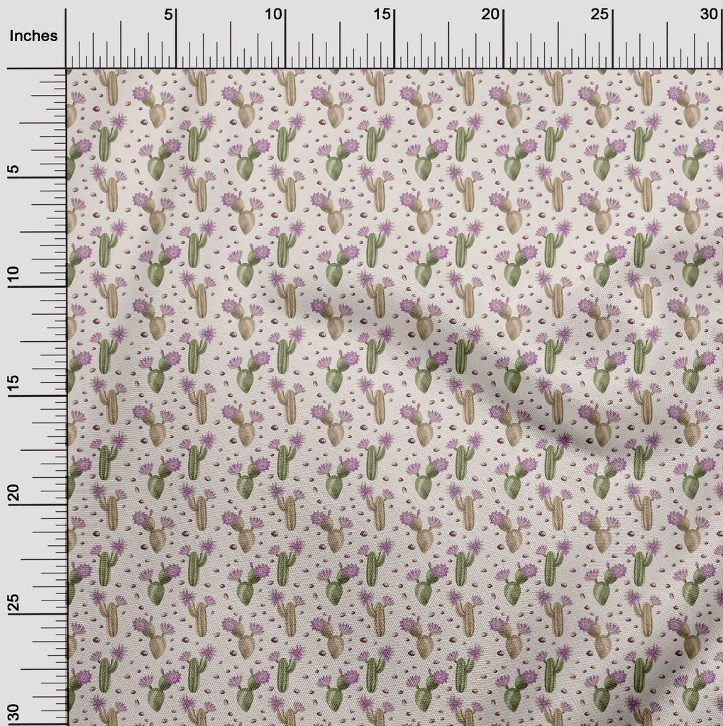 oneOone Cotton Flex Light Beige Fabric Cactus Craft Projects Decor Fabric Printed By The Yard 40 Inch