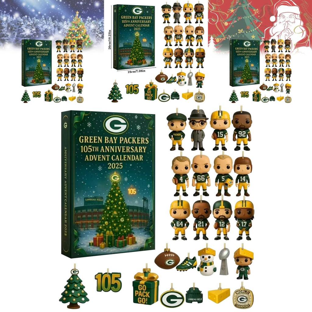 Green Bay Packers Jubiläums-Adventskalender Acryl Weihnachtsdeko Geschenk für Sportfans