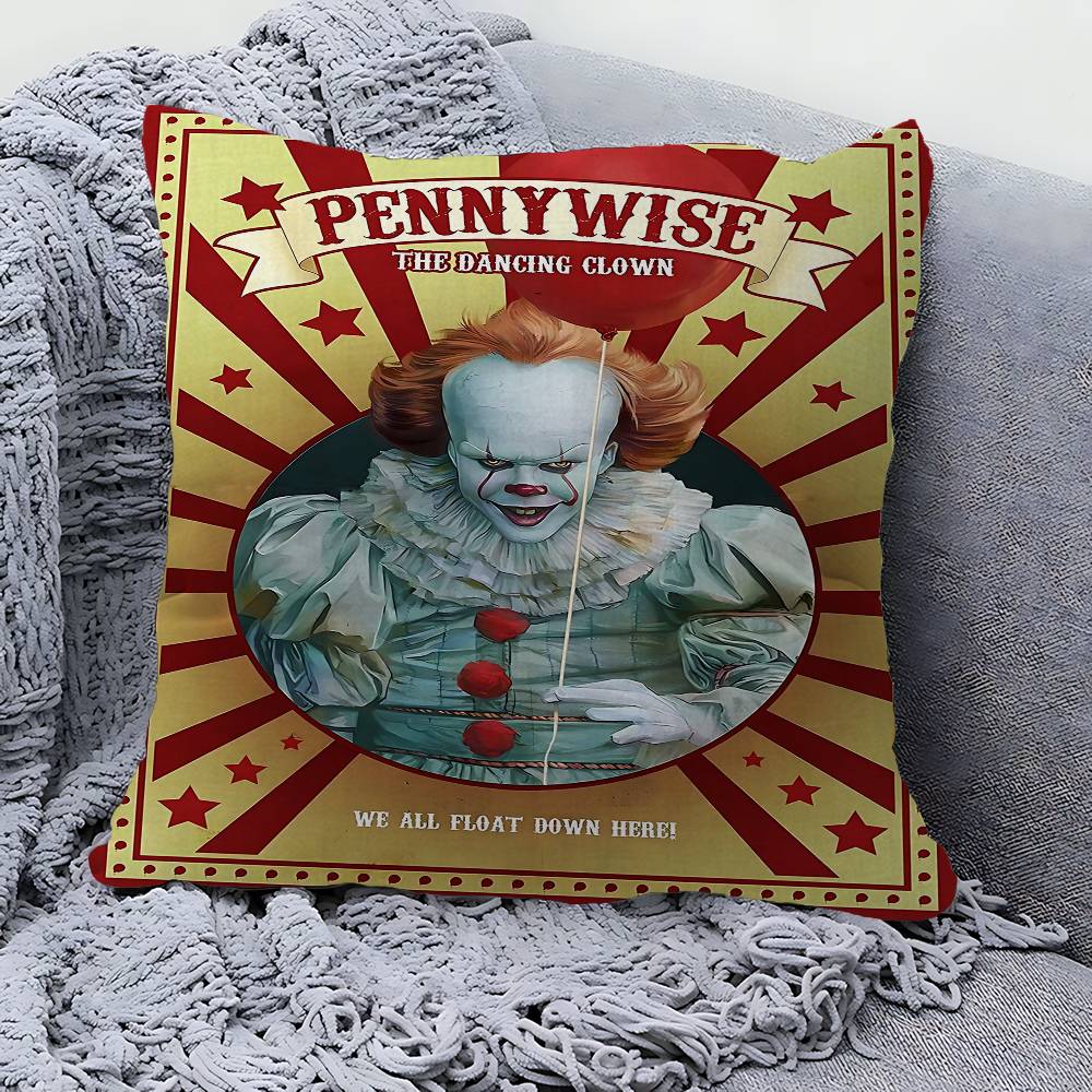 Horror P-Pennywise Clown Pillow Cover For Bedroom Room And Living Room Sofa Decorative Cushion Cover